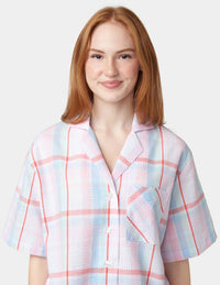 HUE Seersucker Notch Collar Short Sleeve Pajama Set