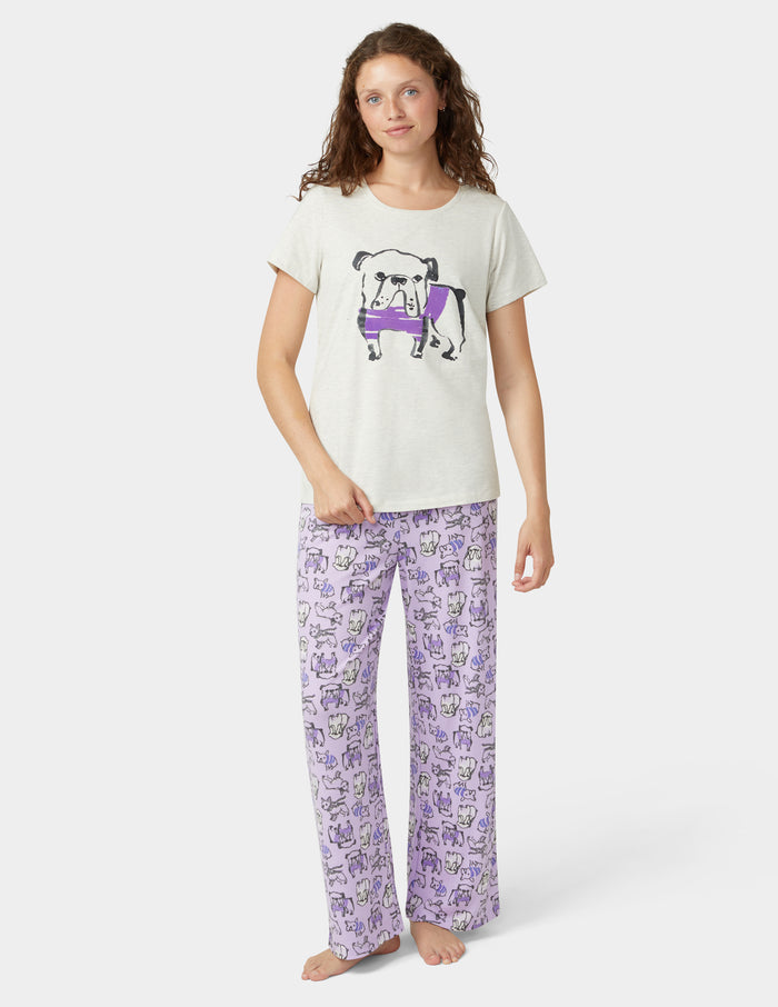 HUE Short Sleeve Embellished Pajama Set