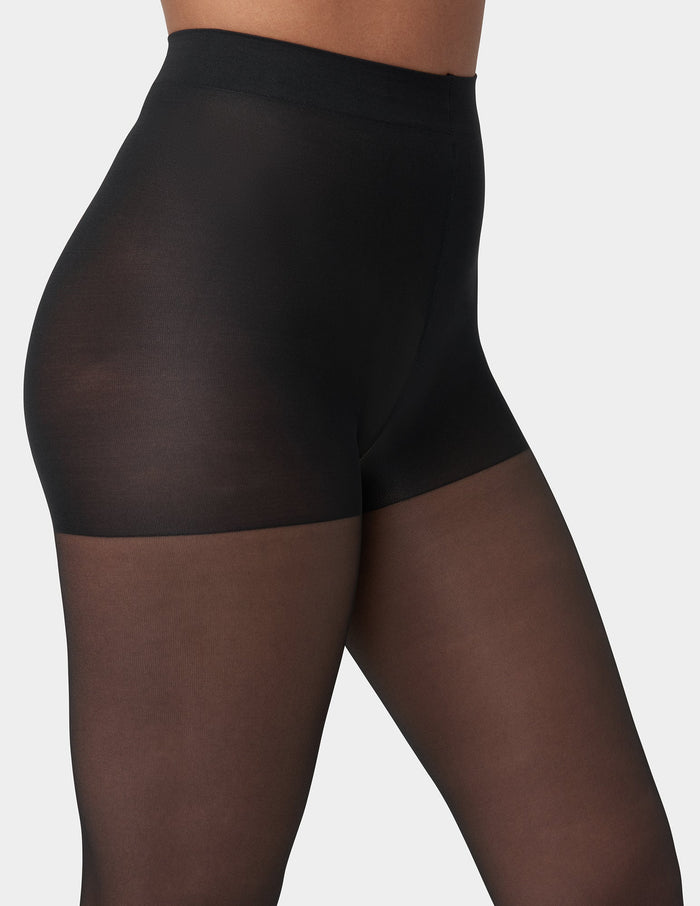HUE So Silky Sheer Control Top with Invisible Reinforced Toe Pantyhose - 12 Denier