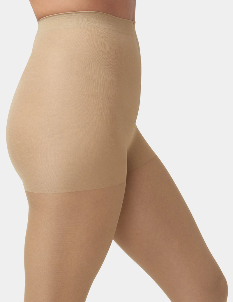 HUE So Silky Sheer Control Top with Invisible Reinforced Toe Pantyhose-12 Denier