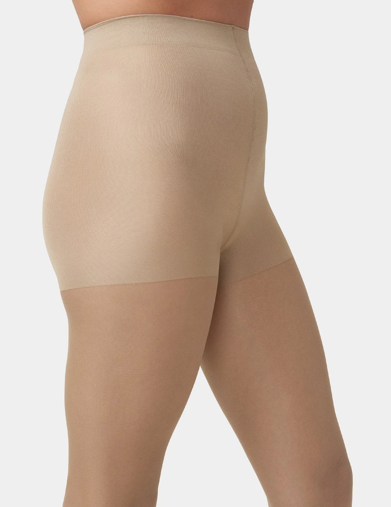 HUE So Silky Sheer Control Top with Invisible Reinforced Toe Pantyhose-12 Denier