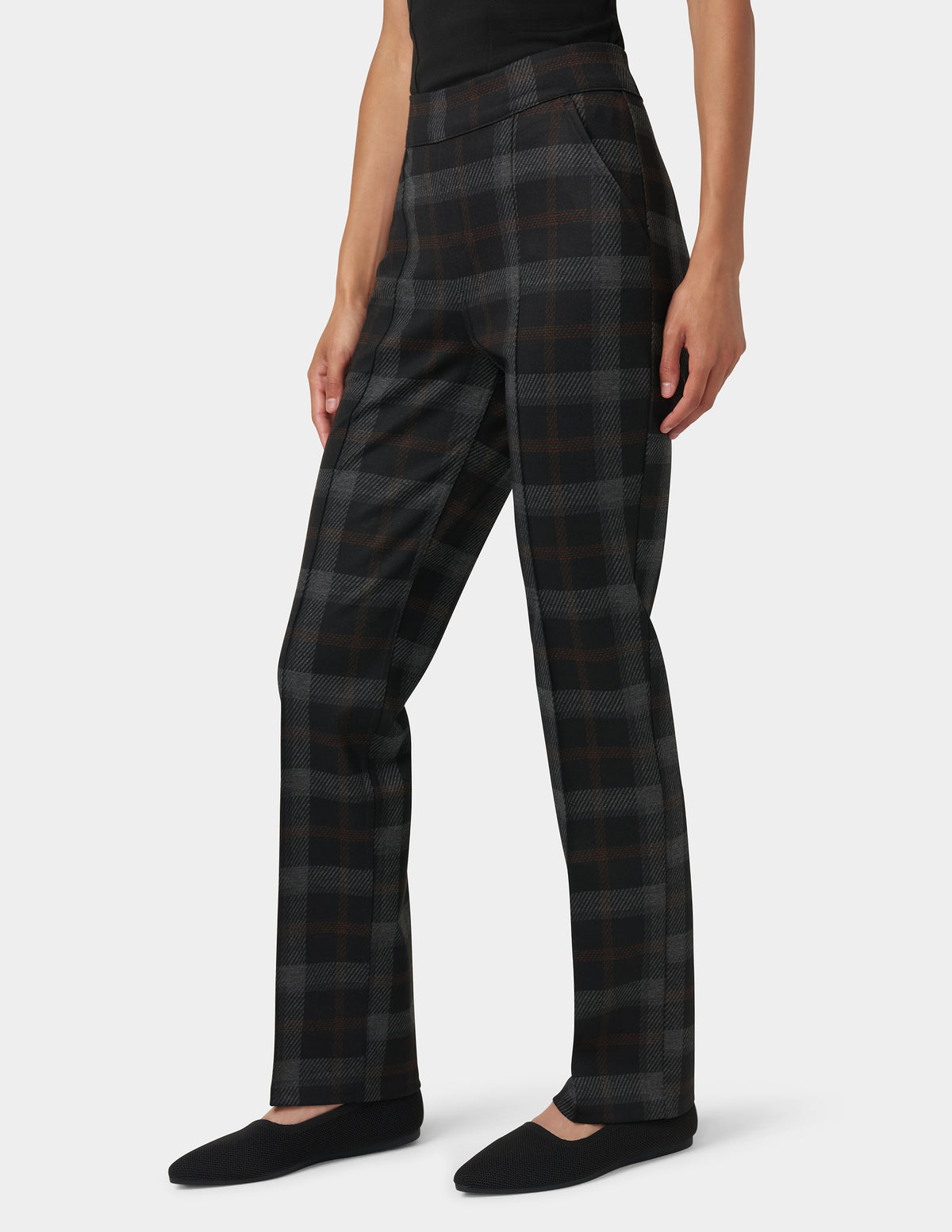 HUE Plaid Pull-On Trouser