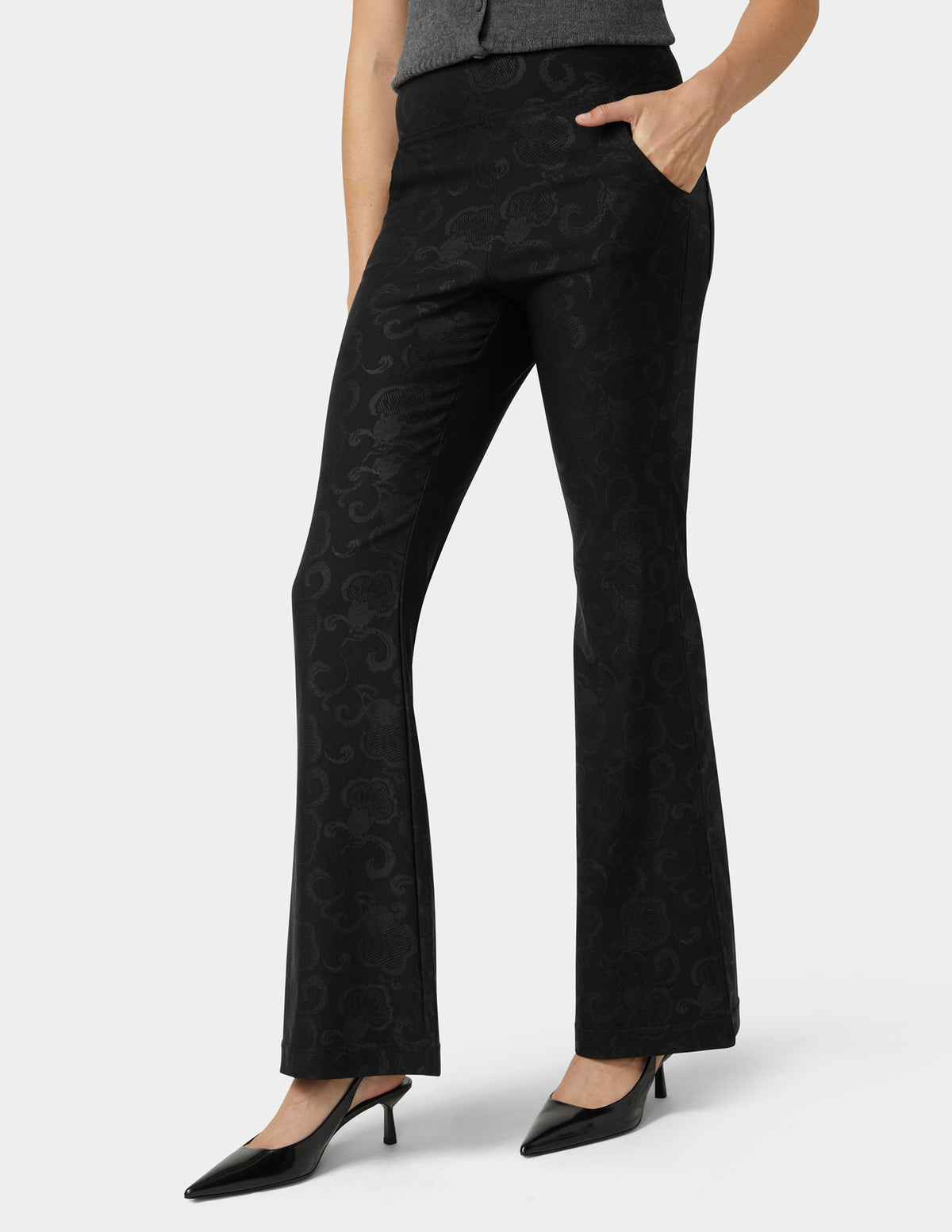 HUE Etched Floral Hi-Rise Babyboot Cut