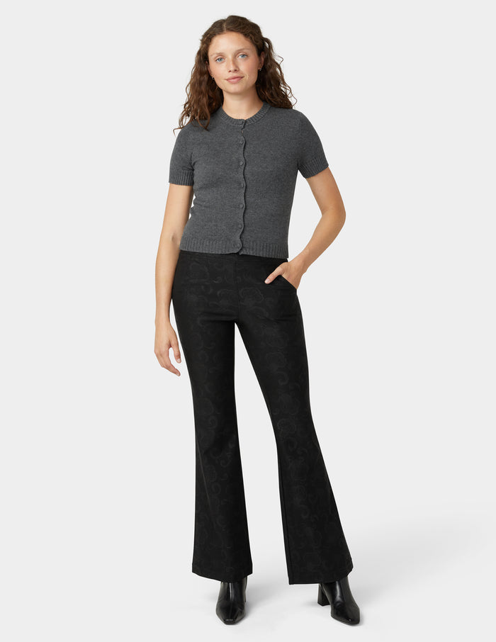 HUE Etched Floral Hi-Rise Babyboot Cut