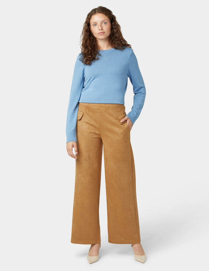 HUE Faux Suede Wide Leg Pant