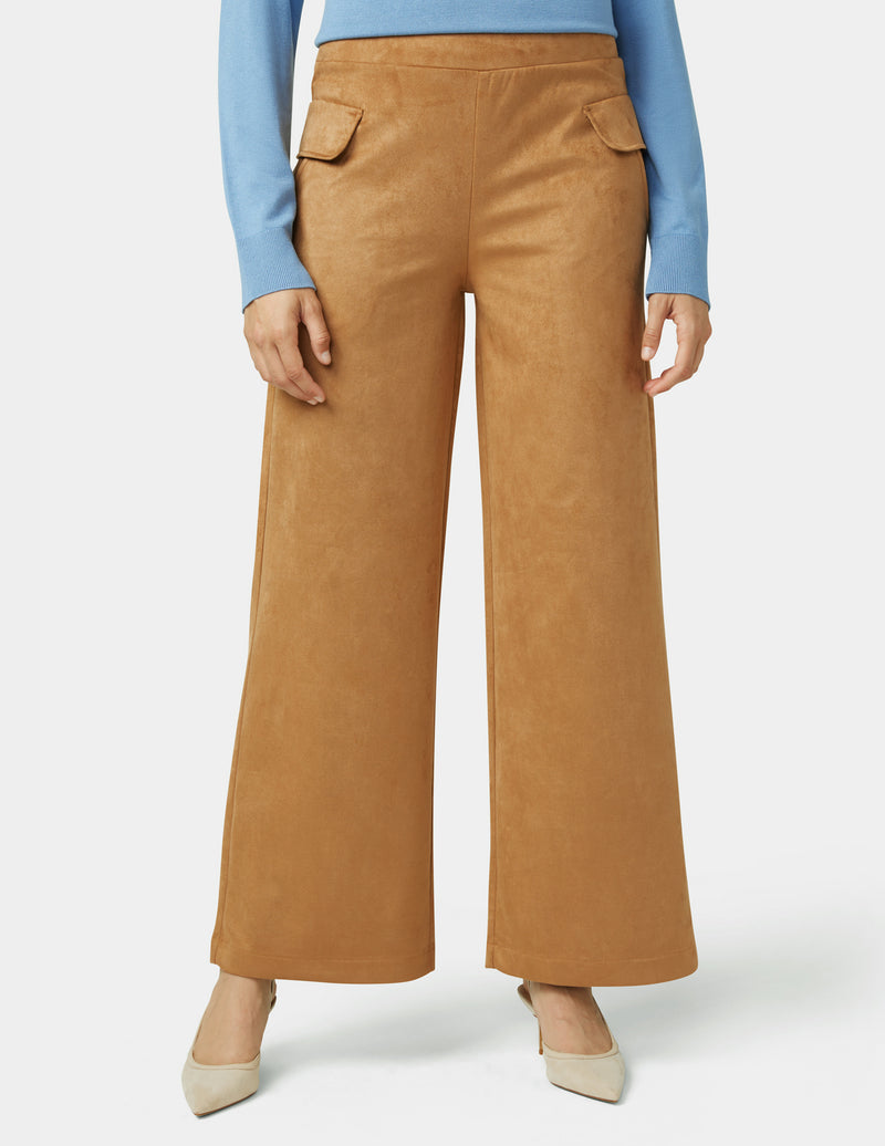 HUE Faux Suede Wide Leg Pant
