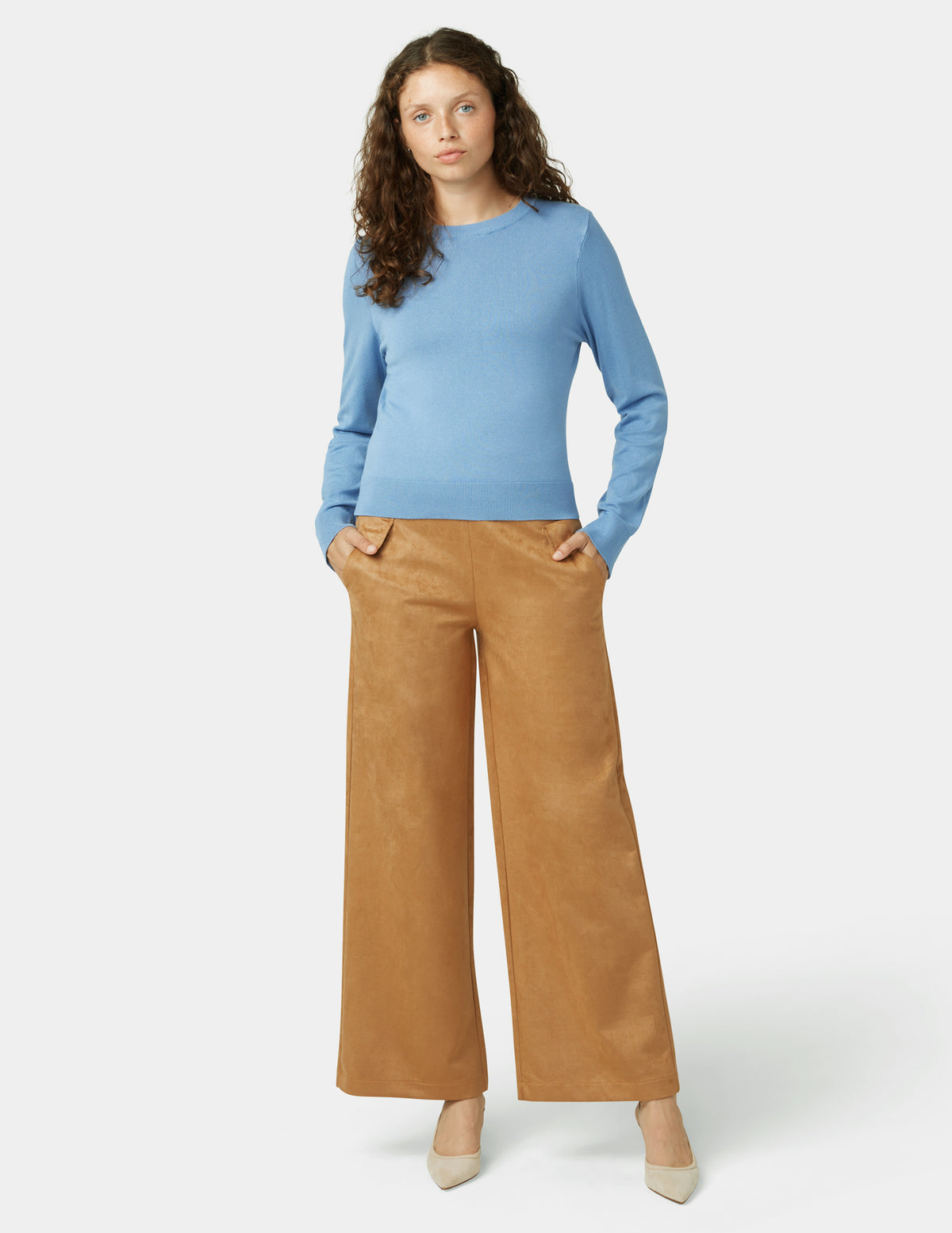 HUE Faux Suede Wide Leg Pant