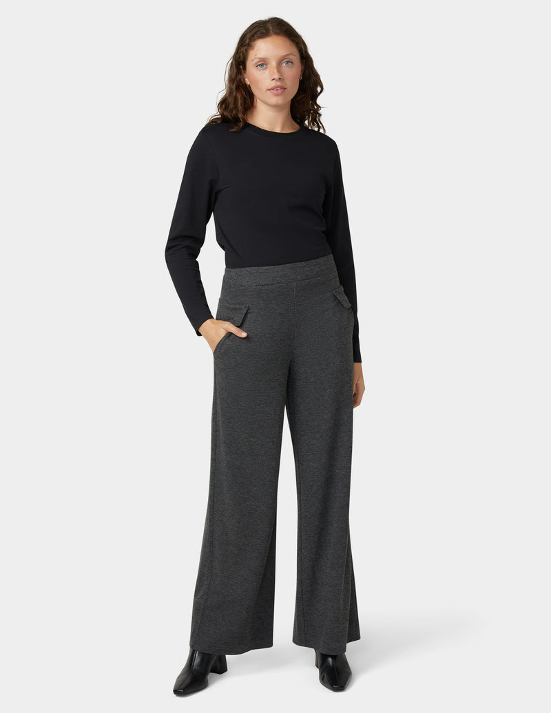 HUE Herringbone Wide Leg Pant