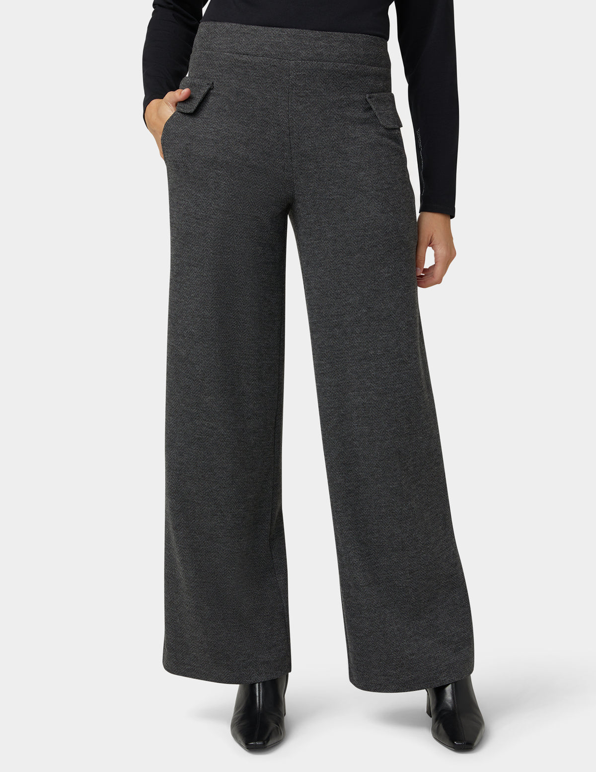 HUE Herringbone Wide Leg Pant