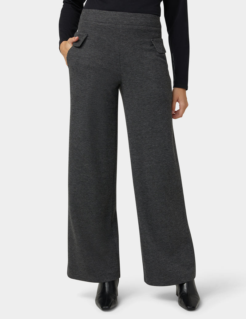 HUE Herringbone Wide Leg Pant