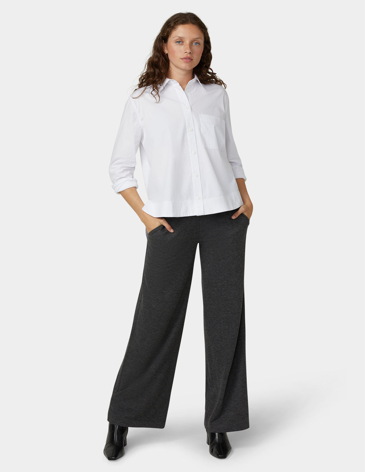 HUE Herringbone Wide Leg Pant