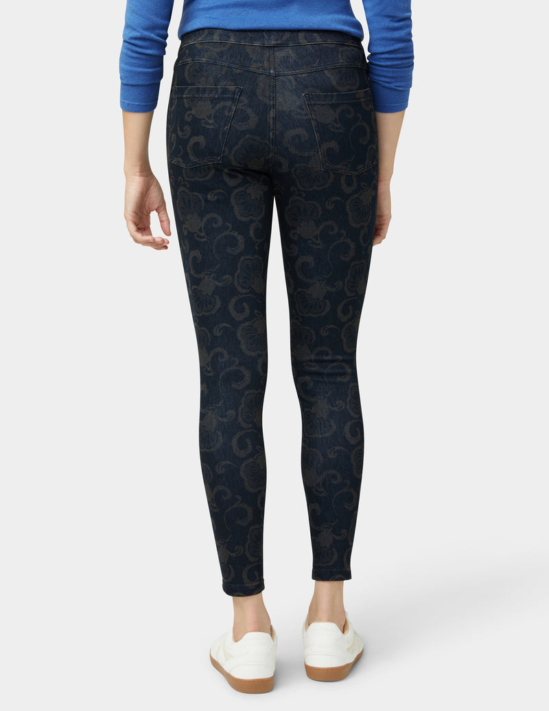 HUE Etched Floral Denim Legging