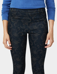 HUE Etched Floral Denim Legging