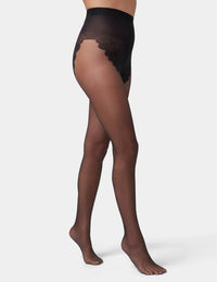 HUE French Lace Control Top Pantyhose-15 Denier